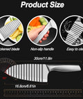 NOVANO stainless steel crinkle cutter with wavy blade and non-slip handle; 30 cm overall length