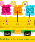 Animal Sounds Wagon Ride Musical Tractor Toy Set for Toddlers, animal blocks matching sounds on yellow wagon