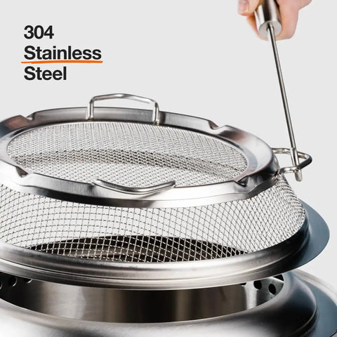 Bonfire Shield Spark Protector Mesh Screen For Fire Pits Durable Stainless Steel Guard with removal tool demonstration