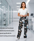 Plus Size Printed Nurse Scrub Pants For Women Machine Washable And Easy Care Lightweight Textured Fabric Hospital Daily Wear