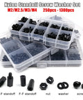 Non Conductive Nylon Hex Spacer Kit For Drones And Circuit Boards With M2 M2.5 M3 M4 Standoffs Insulated Hex Pillar Spacers Assortment Pack For Quad Copter Builds And Projects 890 1300 1700 2600 Pieces, nylon standoff set in organizer box