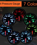 Set of 7 52mm oil pressure gauges with 7-color LED backlight and 0–140 PSI scale