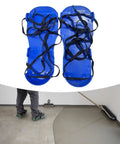 Top view of blue Lawn Aerator Shoes For Home Improvement, Durable PP Ground Spikes Footwear With Non Slip Design.