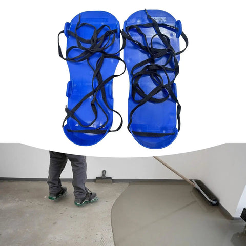 Top view of blue Lawn Aerator Shoes For Home Improvement, Durable PP Ground Spikes Footwear With Non Slip Design.