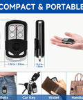 Garage Door Opener Remote Keychain Fits Chamberlain LiftMaster And Craftsman From 1993 To Present Replaces 373LM 973LM 81LM 893LM 893MAX 890MAX 953EV EVC Wireless Keyless Entry For Quick Access, compact design shown on hand, belt, car key, wallet, handbag.