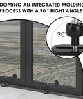6 Pack Sliding Barn Door Floor Guide Heavy Duty Carbon Steel Adjustable Roller Bottom Guide For Double Barn Doors Easy Install Hardware Kit With Screws For Bathroom Kitchen Closet Bedroom shown with 90° right angle installation.