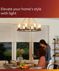 Vintage G25 Amber Edison Filament LED Bulbs 60W Equivalent 2000K Warm Glow Dimmable Flicker-Free 4 Pack in dining room setting