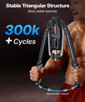 Merach Twister Arm Trainer Hydraulic Strengthener For Forearm And Arms With Upgraded Protective Housing 22 To 440lb Resistance Level Gauge Durable Design showing stable triangular structure.