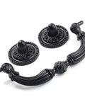 Antique Black Bail Drop Drawer Pulls 4 Pack With 3.5 Inch Hole Center And 4.72 Inch Total Length for cabinets and dressers.