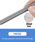 Top Tier 22 Gauge 304 Stainless Steel Upholstery Staples With Three Eighth Inch Crown and Leg, Chisel Point for precise fastening.