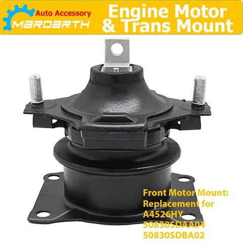 Front view of Honda Accord 2003 2004 2005 2006 2007 2.4L Automatic Beefed Up Engine And Transmission Mount Replacement Kit.
