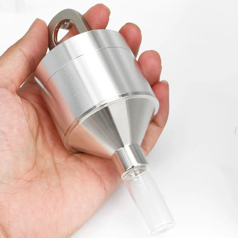 Superfine Grinding Pepper Grinder Set with Aluminum Alloy Body and Glass Storage Bottles, adjustable coarseness, in hand view