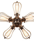 Vintage Industrial 5-Light Bronze Ceiling Light Semi-Flush Mount, Metal Fixture With Painted Finish, Hardwired 100-240V, E26 Base, Bulbs Not Included