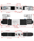 Dimensions diagram of Go-To Electrical Pneumatic Solenoid Valve 4V230-08C 220VAC PT1/4 Port Five Way Three Position Internally Piloted