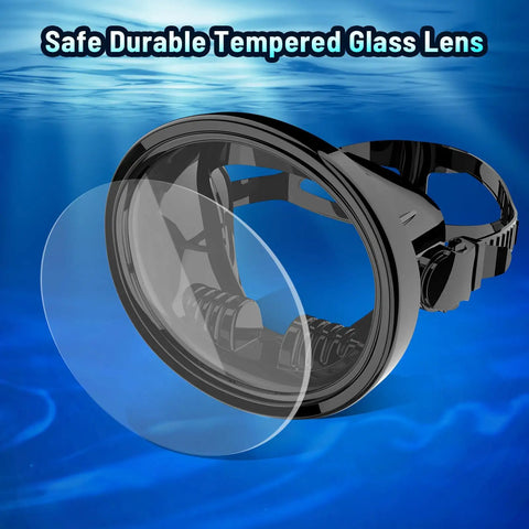 One Eighty Degree Panoramic Diving Mask With Tempered Glass Lens Anti Fog For Scuba Spearfishing And Freediving Water Mask