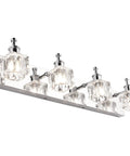 Crystal 4 Light Bathroom Vanity Fixture Chrome Finish LED Wall Mount Over Mirror Lighting That Pops Modern Bath Glow