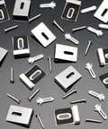 Tough Built Metal Mirror Holder Kit J Type Hanger Clips With Cushioned Rubber Pads And Expansion Anchors, stainless steel clips and screws