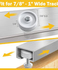 Heavy Duty 4 Pack Bi Fold Door Top Guide Wheel Hardware Kit for Smooth Sliding Closet System measuring 7/8" - 1" wide track.