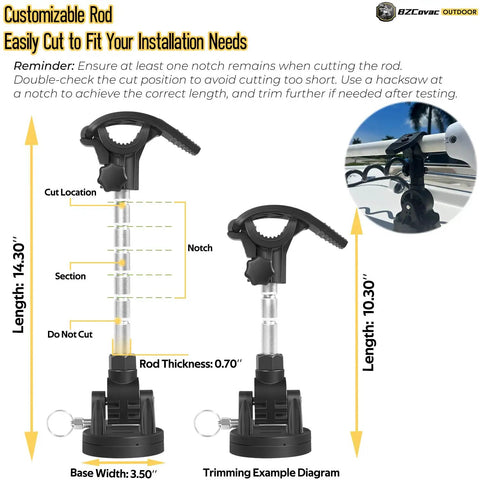 Trolling Motor Stabilizer Mount And Shock Absorber For Terrova Ulterra PowerDrive Riptide And Xi5 Xi3 Tour Pro - Cuts Bounce With Adjustable Aluminum Rod Fits Garmin Force Kraken