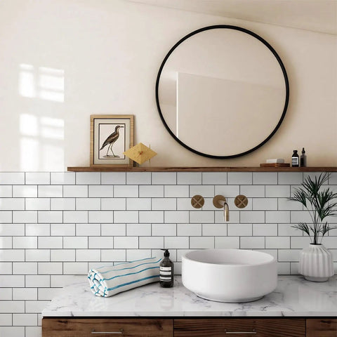 Subway Tile Peel And Stick Backsplash Kit With 10 Sheets In Polished White Ceramic Look Wall Tiles For Kitchen And Bathroom Easy DIY