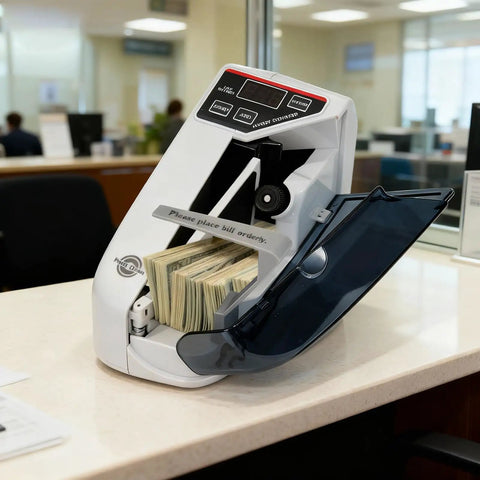 Beast Mode Fast Money Counter With UV Counterfeit Detection Portable Cash Counter For Bills and Currency on office desk