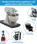 Mixer on under cabinet 12 inch sliding coffee tray caddy for countertop appliances like coffee makers with smooth rolling wheels