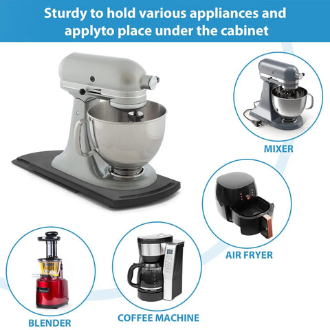 Mixer on under cabinet 12 inch sliding coffee tray caddy for countertop appliances like coffee makers with smooth rolling wheels
