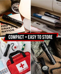 Ultra Bright LED Flashlight Kit S1050 two pack in various storage scenarios showing compact size and durability.