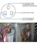 Diagram and installation of 60/5 MFD Run Capacitor For AC Motors And HVAC Systems 370 To 440V CBB65 Direct Replacement