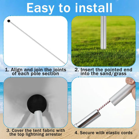 Double Pack 6.56 Foot Beach Tent Poles Replacement For Neso And Gigante Canopies, aluminum poles installation steps.