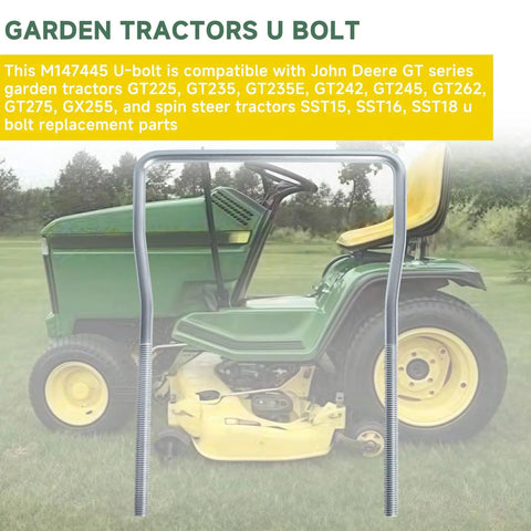 Bulletproof Front Deck Hanger U Bolt Kit M147445 Workhorse Grade Replacement For John Deere Lawn And Garden Tractors on green tractor.