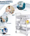 Workhorse 3 Tier Medical Cart On Wheels With 330 Lbs Max Load, Rolling Ultrasound Trolley With Drawers, Dirt Bucket, Sharps Box.