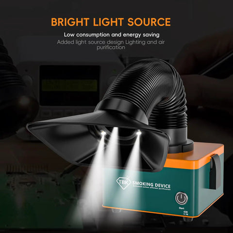 Green Mini Fume Extractor For Soldering, Laser Back Glass Removal And Micro Repairs, 50W Motor Delivers Strong At Source Smoke Capture