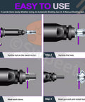 Illustration showing the usage steps of Twenty Piece M4 Metric Carbon Steel Rivet Nuts Kit With White Zinc Plating.