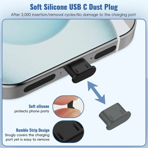 Dope USB C Dust Plug With Speaker Cover And 5 In 1 Cleaning Kit showcasing soft silicone material