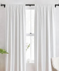 Heavy Duty Black Curtain Rod For Windows 66 To 120 Inches, 1 Inch Diameter, Adjustable, Modern Design with White Curtains