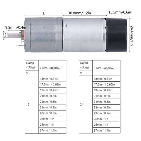 Dimensions of DC Geared Motor With Encoder Feedback For DIY Robotics And Smart Car Builds Adjustable Speed And CW CCW Rotation