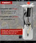 E8788M Heavy Duty Electric Fuel Pump Module Assembly Straight Drop In Swap For Nissan Armada Titan 2007 Through 2015 And Infiniti QX56 5.6L V8 Engine Fitment, showing compatibility details and internal components.