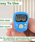 Super Comfy Electronic Finger Tally Counter With Quick Digital Clicker Ring Designed For Hassle Free Fit And Big Time Precision Tracking Making Tally Work Totally A Breeze To Handle Pack Of Ten Pieces showing blue handheld device with digital display.