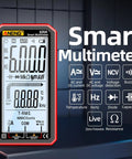 6000 Counts Digital Multimeter with LCD Display and NCV Non Contact Voltage Detection in red, model 620A, showing screen details
