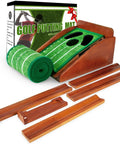 Premium Indoor Golf Putting Mat With Auto Ball Return For Home Office And Outdoors, includes no hump rubber bottom and realistic rolling speed.