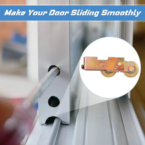 Two Pack Sliding Door Rollers Replacement Kit With Tandem Roller Assembly 1-1/4 Inch Heavy Duty Adjustable Patio Door Wheels