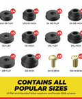Assorted Faucet Washers Kit For Indoor And Outdoor Repair with various sizes and types of washers and screws displayed on a grid.