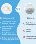 Comparison of BathShroom overflow drain cover with universal fit, showing high-grade material and easy installation next to generic option.