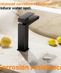 Black Single Hole Bathroom Faucet With One Handle Vanity Faucet Matte Finish For Sink 1 Hole Kit Includes Metal Drain Deck Plate Overflow And Water Supply Line No Hassle Install on marble sink