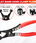 Flat band hose clamp pliers from Six Piece Fuel Line Pliers Set For Auto Repair With Hose Clamp Pliers Panel Removal Tool Hose Removal Pliers 30 Degree Push Pin Pliers And Two Electrical Disconnect Tools All In Durable Storage Bag Built For DIY Car Repair