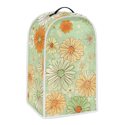 Cute Green Daisy Print Blender Dust Cover with Fingerprint Protection for Stand Mixer or Coffee Maker No Fuss Stain Resistant