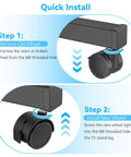 4-pack 2-inch TV stand caster wheels with M8 threaded stems, black nylon, locking brakes