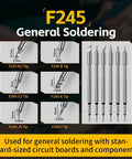Pro Grade 200W Digital Soldering Station Kit With Three F210 And Six F245 Tips, showing F245 tip types and sizes for soldering.