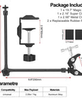 Flex Soldering Clamp Arm 19.7 Inch Magic Arm With Clamps articulating joints and size specifications diagram